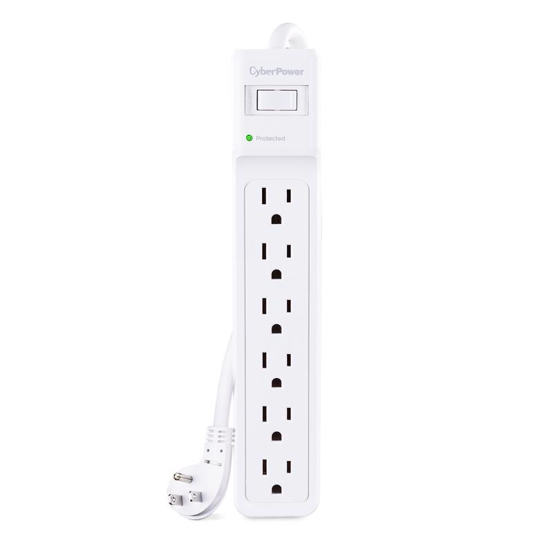 CyberPower 4 ft. L 6 outlets Surge Protector White 600 J