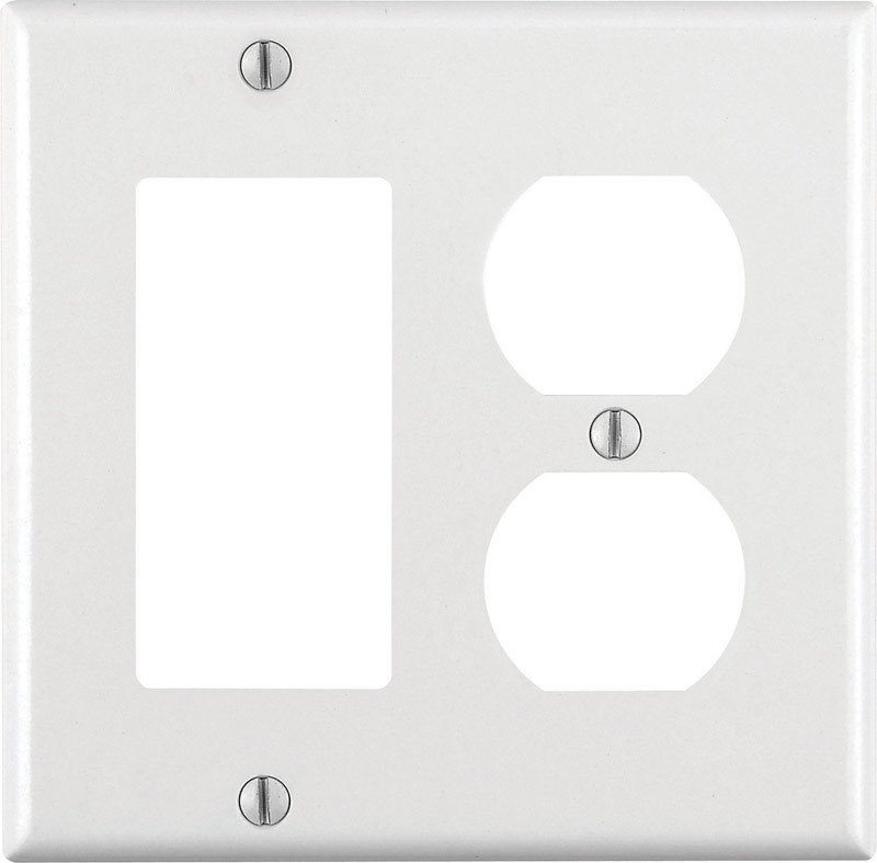Leviton White 2 gang Thermoset Plastic Decorator/Duplex Wall Plate 1 pk