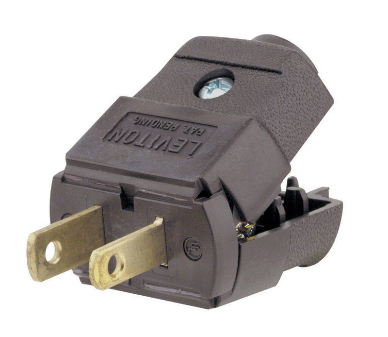 Leviton Residential Thermoplastic Straight Blade Plug 1-15P 20-16 AWG 2 Pole 2 Wire