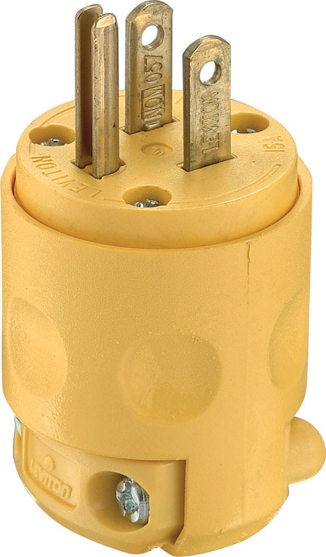 Leviton Residential PVC Ground/Straight Blade Plug 5-15P 18-12 AWG 2 Pole 3 Wire