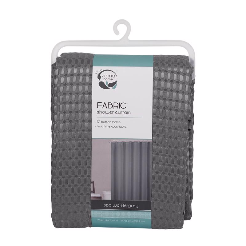 Zenna Home 72 in. H X 70 in. W Grey Spa Waffle Shower Curtain Fabric (Pack of 3)