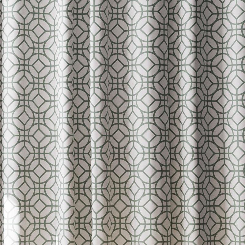Zenna Home 72 in. H X 70 in. W Green Geometric Shower Curtain Fabric (Pack of 3)