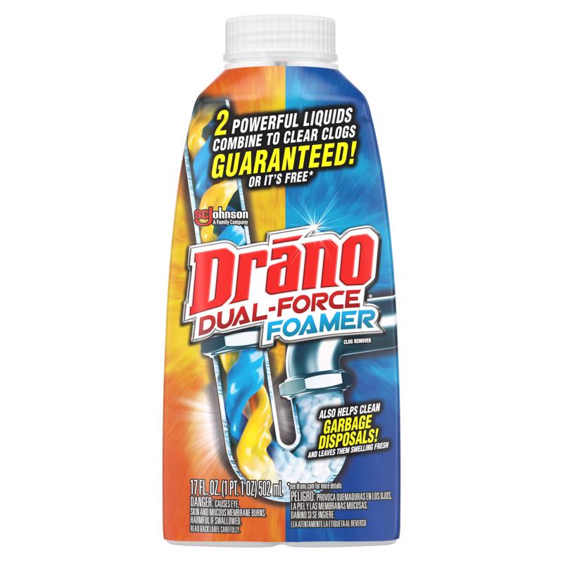 Drano Dual Force Liquid Clog Remover 17 oz (Pack of 8)