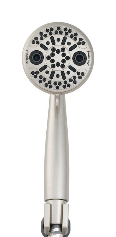 Oxygenics PowerFlow Brushed Nickel ABS Plastic 3 settings Handheld Showerhead 1.75 gpm