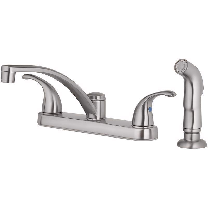 Oakbrook Collection Essentials Two Handle Brushed Nickel Kitchen Faucet Side Sprayer Included