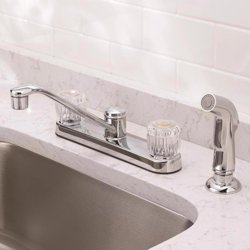 Oakbrook Collection Essentials Two Handle Chrome Kitchen Faucet Side Sprayer Included