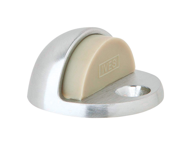 Ives 1-3/4 in. W X 2 in. L Brass Satin Chrome Door Stop Mounts to floor