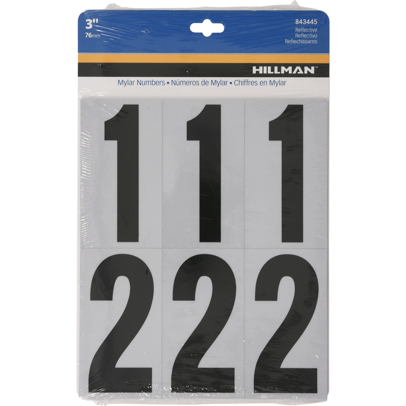 HILLMAN 3 in. Reflective Black Vinyl Self-Adhesive Number Set 0-9 26 pc (Pack of 6)