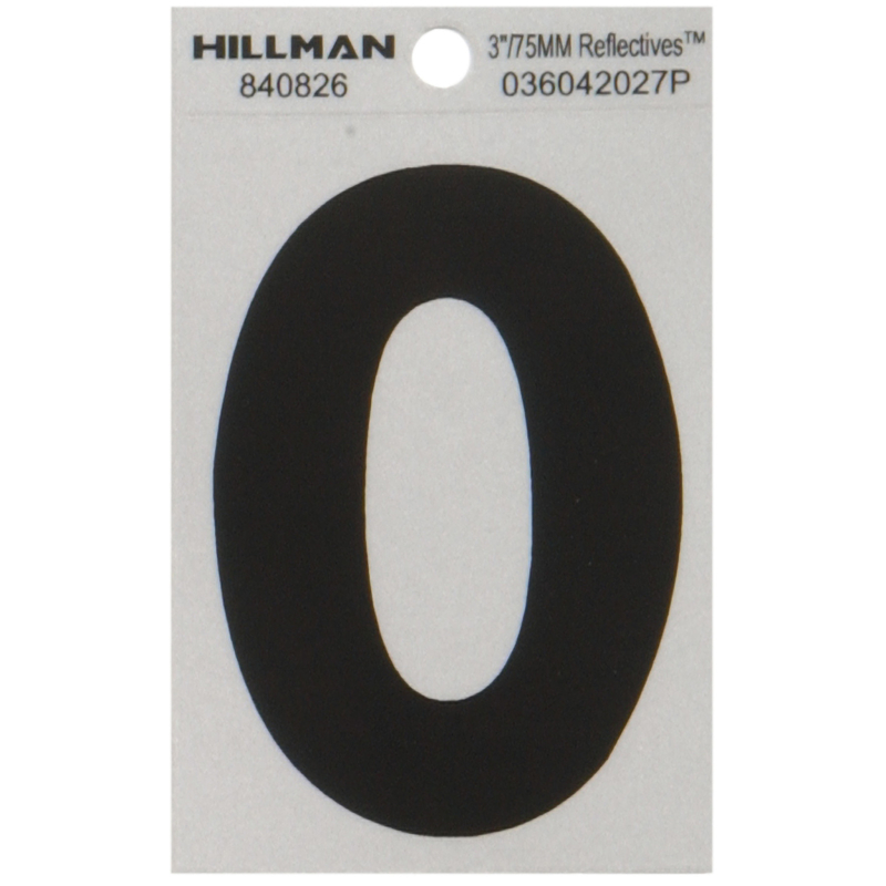 HILLMAN 3 in. Reflective Black Vinyl Self-Adhesive Letter O 1 pc (Pack of 6)