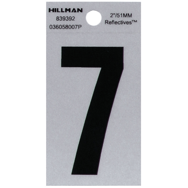 HILLMAN 2 in. Reflective Black Vinyl Self-Adhesive Number 7 1 pc (Pack of 6)