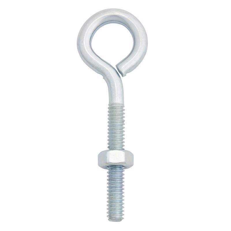 Hampton 1/4 in. X 3 in. L Zinc-Plated Steel Eyebolt Nut Included (Pack of 10)