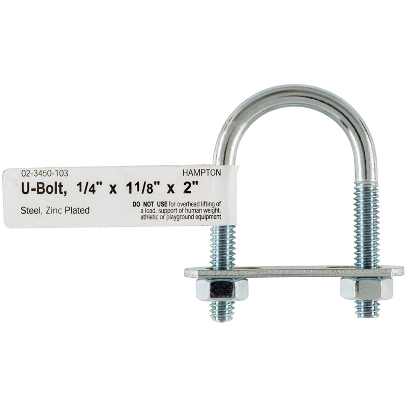 Hampton 1/4 in. X 1-1/8 in. W X 2 in. L Coarse Zinc-Plated Steel U-Bolt (Pack of 10)