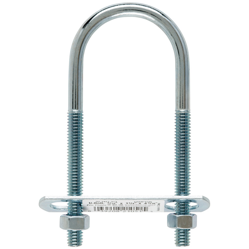 Hampton 5/16 in. X 1-3/4 in. W X 4-3/16 in. L Coarse Zinc-Plated Steel U-Bolt (Pack of 10)