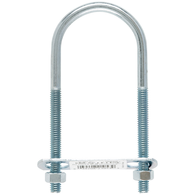 Hampton 5/16 in. X 2 in. W X 4-3/4 in. L Coarse Zinc-Plated Steel U-Bolt (Pack of 10)