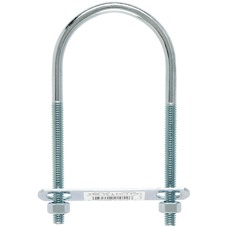 Hampton 0.31 in. X 2-1/2 in. W X 5-1/4 in. L Coarse Zinc-Plated Steel U-Bolt (Pack of 10)