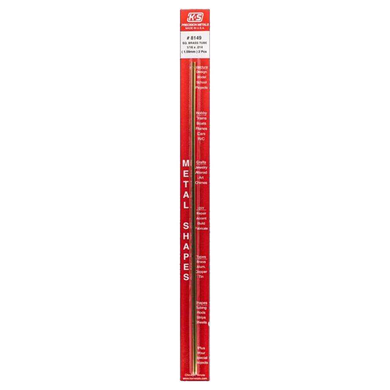 K&S 1/16 in. W X 12 in. L Square Brass Tube 2 pk