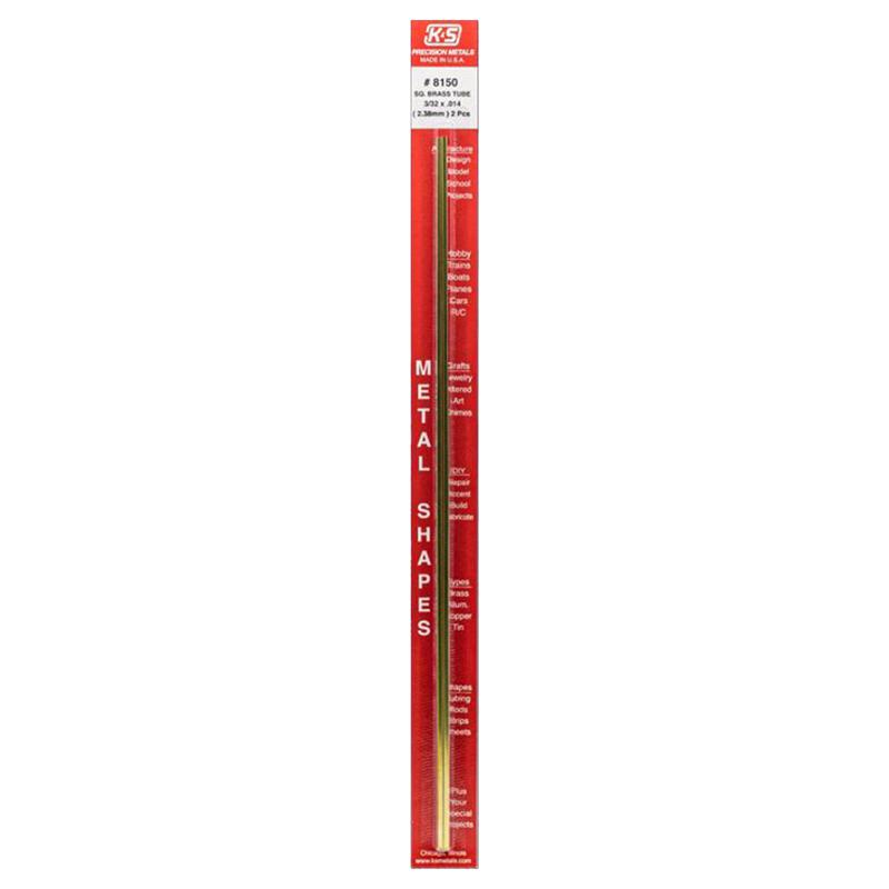 K&S 3/32 in. W X 12 in. L Square Brass Tube 2 pk