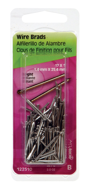HILLMAN Anchor Wire 17 Ga. X 1 in. L Bright Steel Brad Nails 1 pk 2 oz (Pack of 6)