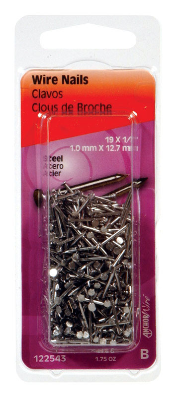 HILLMAN Anchor Wire 19 Ga. X 1/2 in. L Bright Steel Wire Nails 1 pk 1.75 oz (Pack of 6)
