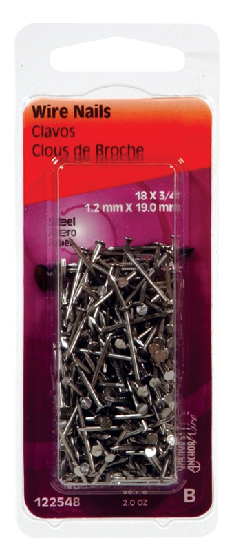 HILLMAN Anchor Wire 18 Ga. X 3/4 in. L Bright Steel Wire Nails 1 pk 2 oz (Pack of 6)