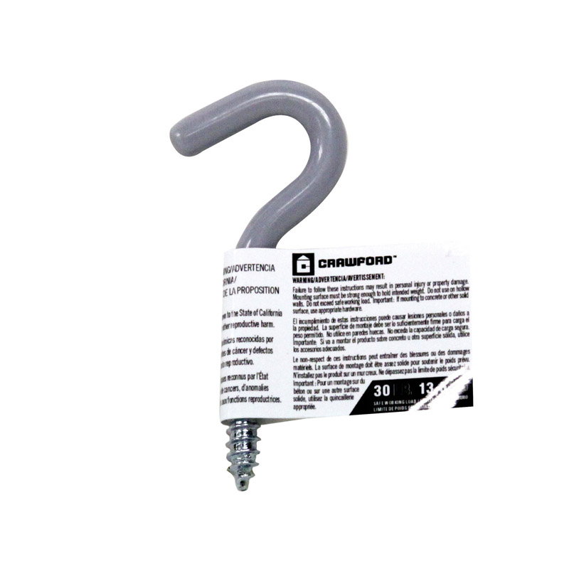 Crawford 3.5 in. L Vinyl Coated Gray Steel Small Storage Hook 30 lb. cap. 1 pk (Pack of 25)