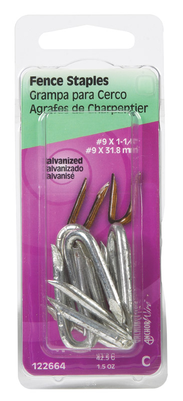 HILLMAN 1/4 in. W X 1-1/4 in. L Galvanized Steel Fence Staples 9 Ga. 1 oz 1-1/2 oz (Pack of 6)