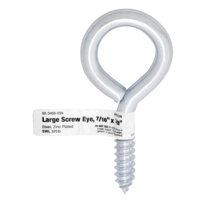 Hampton 7/16 in. D X 3-7/8 in. L Zinc-Plated Steel Screw Eye 325 lb. cap. 10 pk (Pack of 10)