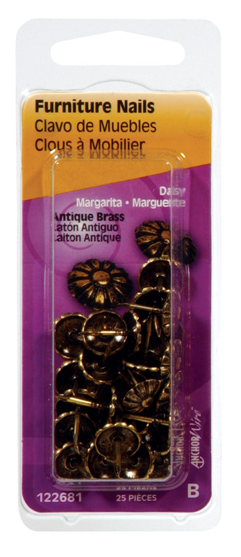 HILLMAN No. 64 Size Antique Brass Brass Furniture Nails 25 pk (Pack of 6)