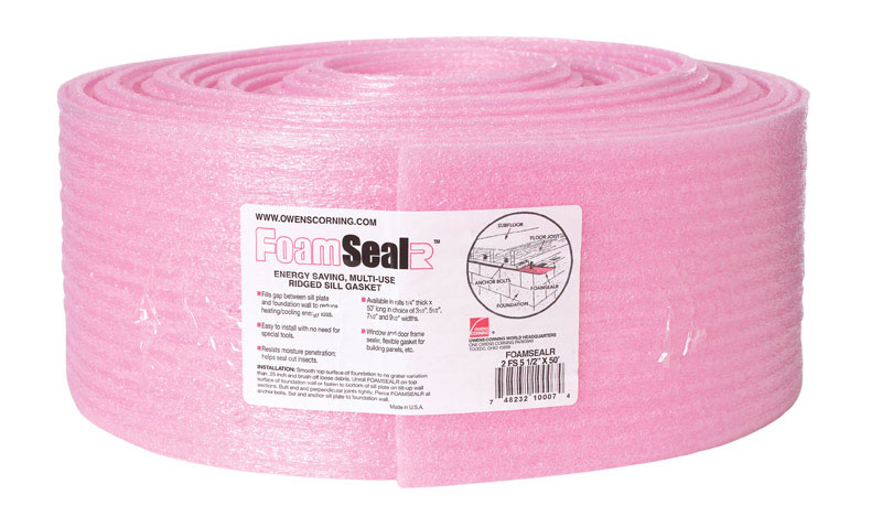 Owens Corning 5.5 in. W X 50 ft. L X 0.25 in. 5 Radiant Barrier Ridged Sill Gasket Roll 22.92 sq ft (Pack of 8)