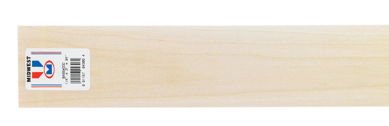 Midwest Products 1/4 in. X 3 in. W X 2 ft. L Basswood Sheet #2/BTR Premium Grade (Pack of 5)