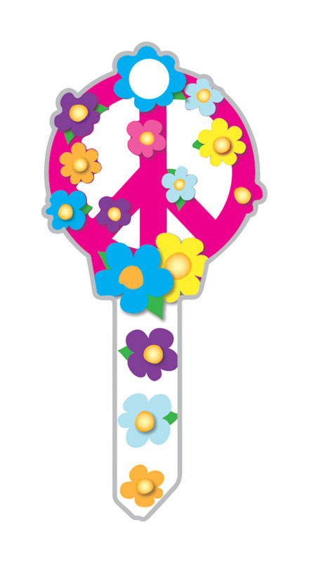 Lucky Line Key Shapes Peace Sign House Key Blank Double For Kwikset Multicolored (Pack of 5)