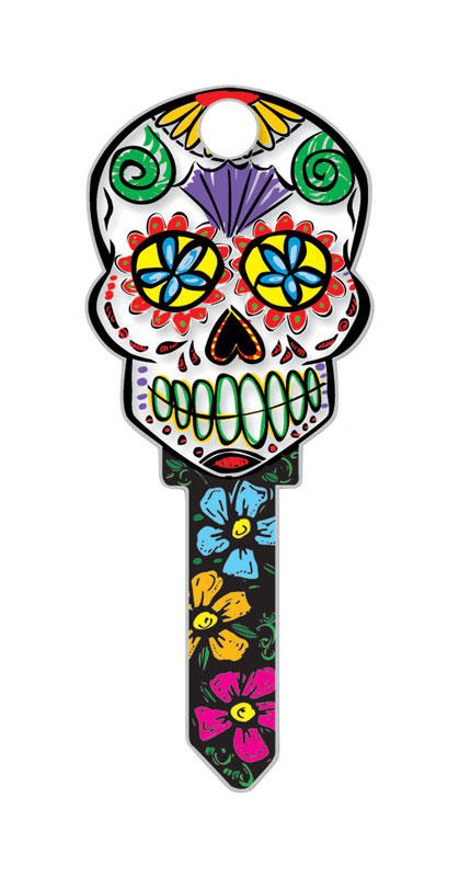 Lucky Line Key Shapes Sugar Skull House Key Blank Double For Kwikset Multicolored (Pack of 5)
