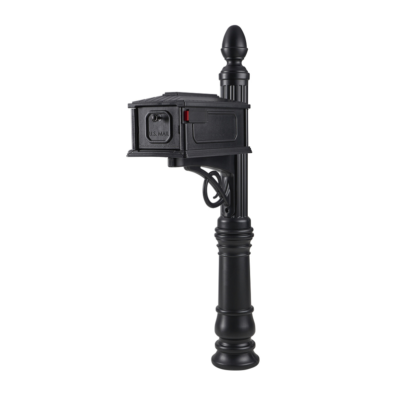 Architectural Mailboxes Stratford Decorative Plastic Post Mount Black Mailbox and Post Kit