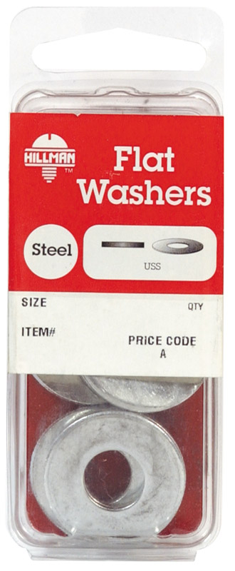 HILLMAN Zinc-Plated Steel 1/4 in. USS Flat Washer 20 pk (Pack of 10)