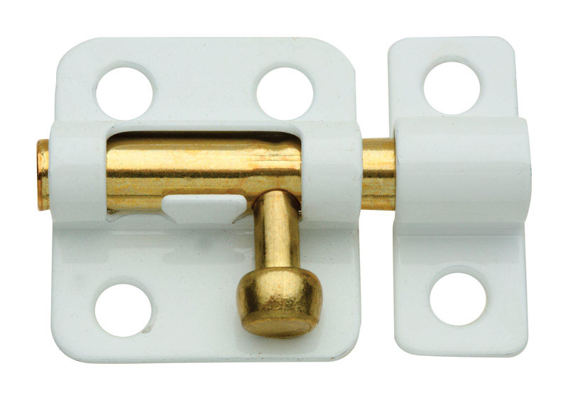 National Hardware Brass-Plated White Steel Window Bolt 2 in. L X .75 in. H 1 pk