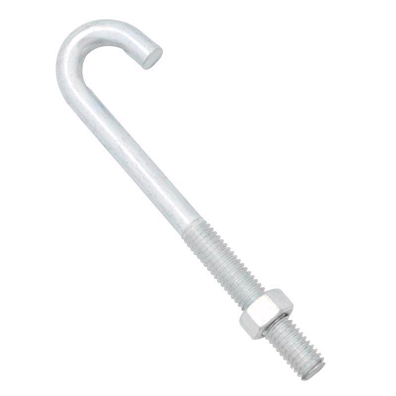 Hampton Small Zinc-Plated Silver Zinc 1 in. L J-Bolt 375 lb 1 pk (Pack of 10)