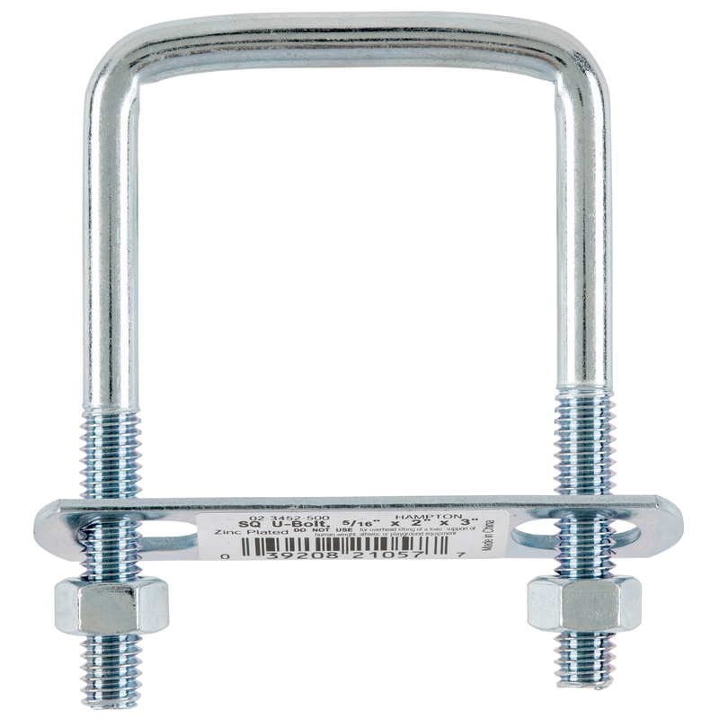 Hampton 5/16 in. X 2 in. W X 3 in. L Coarse Zinc-Plated Steel Square Bend U Bolt (Pack of 10)