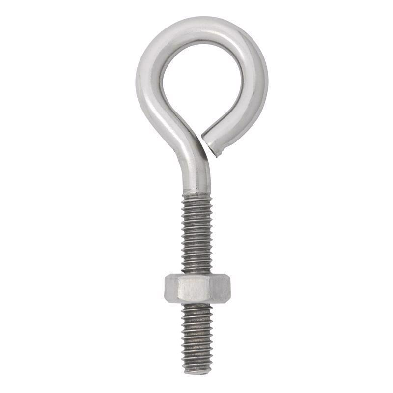 Hampton 1/4 in. X 2-5/8 in. L Stainless Stainless Steel Eyebolt Nut Included (Pack of 10)