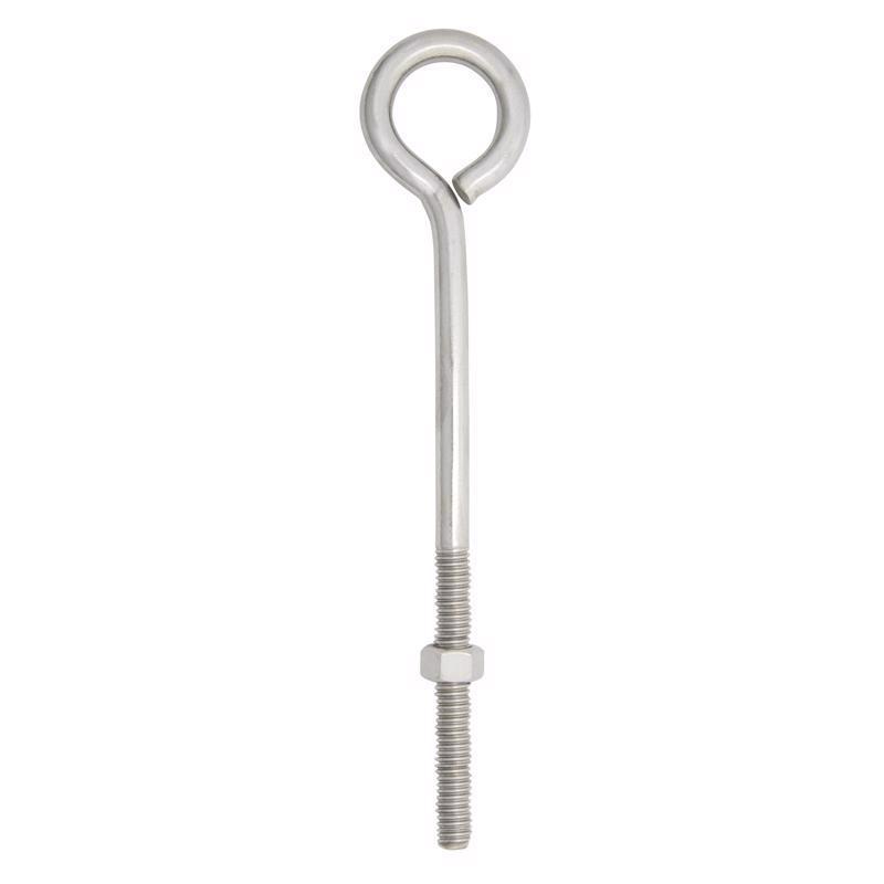 Hampton 3/8 in. X 8 in. L Stainless Stainless Steel Eyebolt Nut Included (Pack of 5)