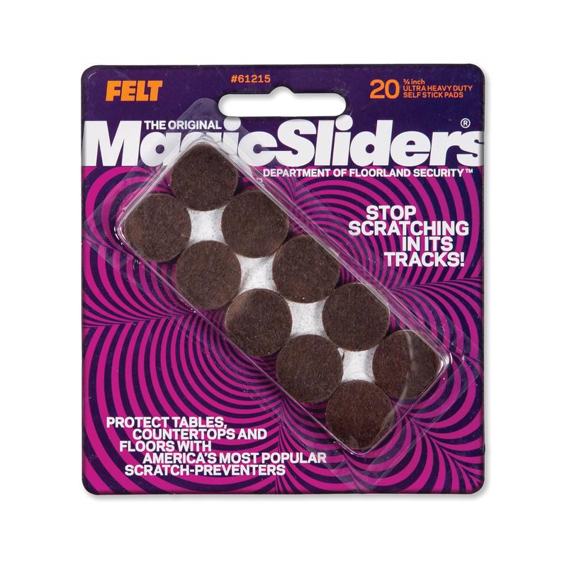 Magic Sliders Felt Self Adhesive Protective Pads Brown Round 3/4 in. W X 3/4 in. L 20 pk (Pack of 6)
