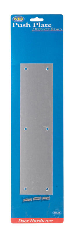 H.B. Ives 12 in. H X 3 in. L Chrome Silver Aluminum Push Plate