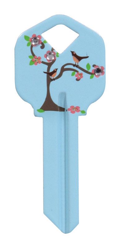 HILLMAN DIVA Tree & Birds House/Office Universal Key Blank Single Blue (Pack of 6)