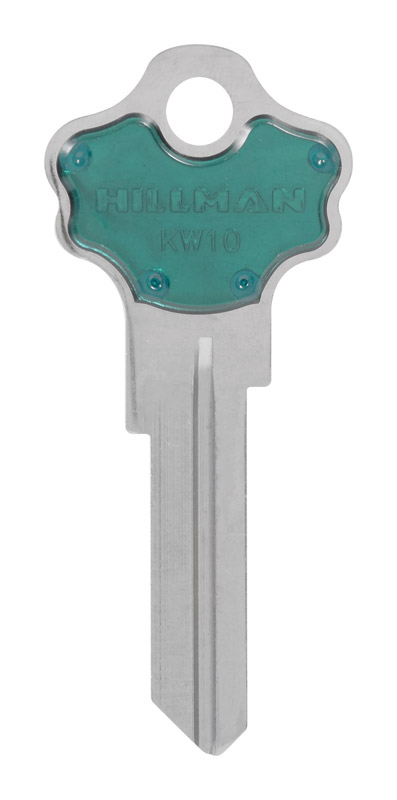 HILLMAN ColorPlus Traditional Key House/Office Key Blank Single Green/Silver (Pack of 5)