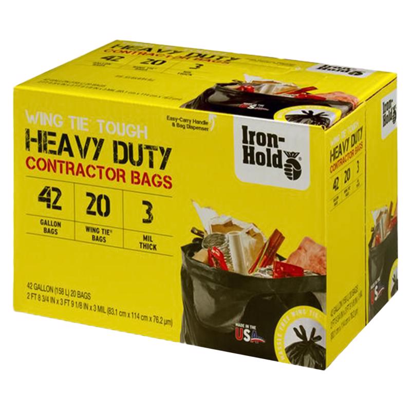 Iron-Hold 42 gal No Scent Contractor Bags Wing Ties 20 pk (Pack of 4)