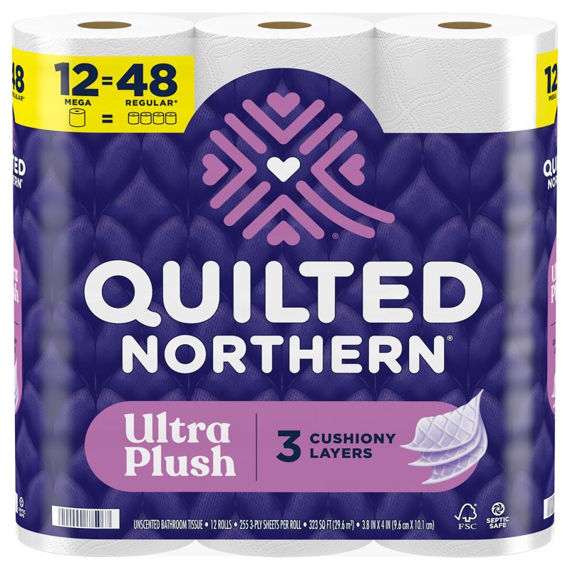 Quilted Northern Ultra Plush Toilet Paper 12 Rolls 255 sheet 1020 in. (Pack of 4)