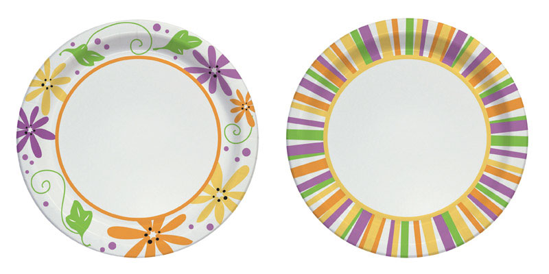 Solo Paper Mixed Garden Party Stripes and Flowers Design Plate 7 in. D 48 pk (Pack of 12)