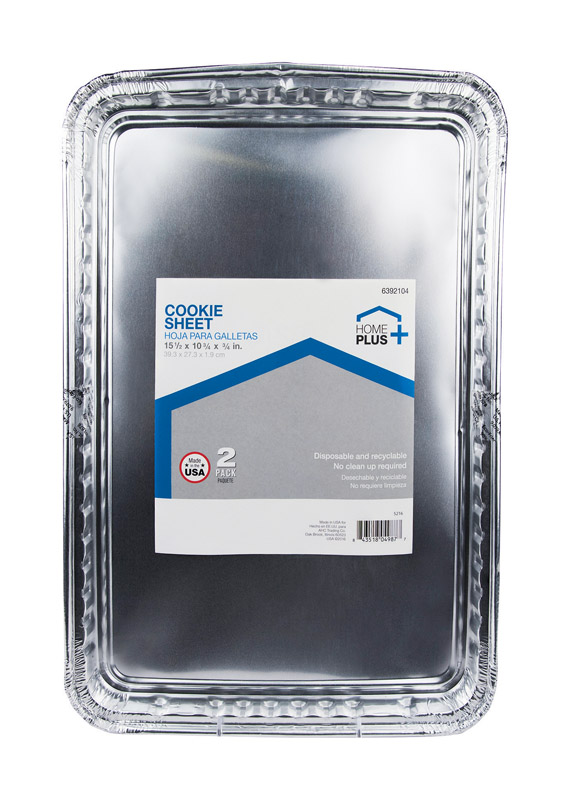Home Plus Durable Foil 10-3/4 in. W X 15-1/2 in. L Cookie Sheet Silver 2 pk (Pack of 12)