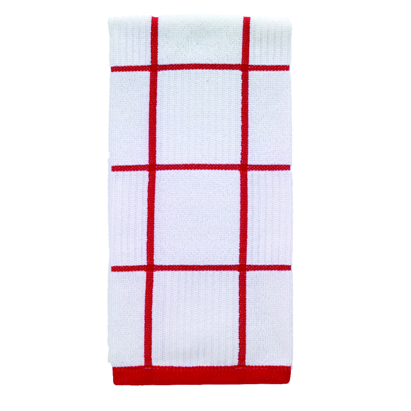 T-Fal Red Cotton Checked Parquet Kitchen Towel 1 pk (Pack of 6)