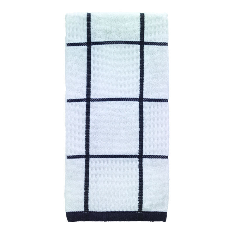 T-Fal Charcoal Cotton Checked Parquet Kitchen Towel 1 pk (Pack of 6)