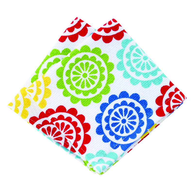 T-Fal Multicolored Cotton Medallion Dish Cloth 2 pk (Pack of 3)